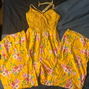 No Boundaries Yellow Floral Lace Romper